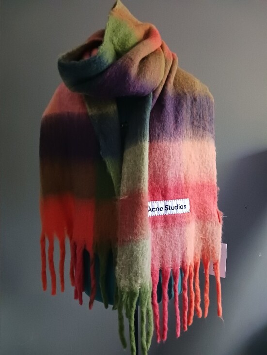 Acne Studios Accessories - NWT Acne Studios Multicolor Plaid Wool Scarf in Orange, Green & Orange  87' X 15